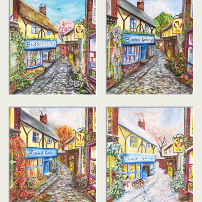 Lightbear Lane through the seasons - Greeting Cards Set- pack of 4, free delivery