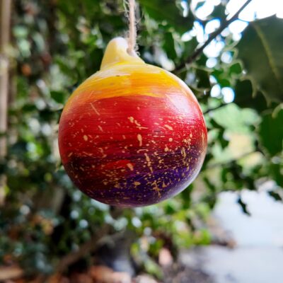 Hand-painted Christmas Bauble Red/Purple