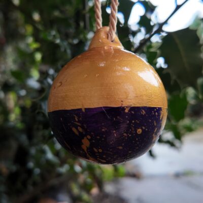 Hand-painted Christmas Bauble Gold/Purple